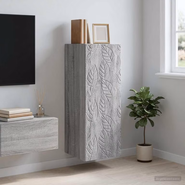 Mobiletto a muro vidaXL moderno in MDF grigio opaco con ante a battente e ripiani interni L/P/H: 33 x 34,5 x 90 cm