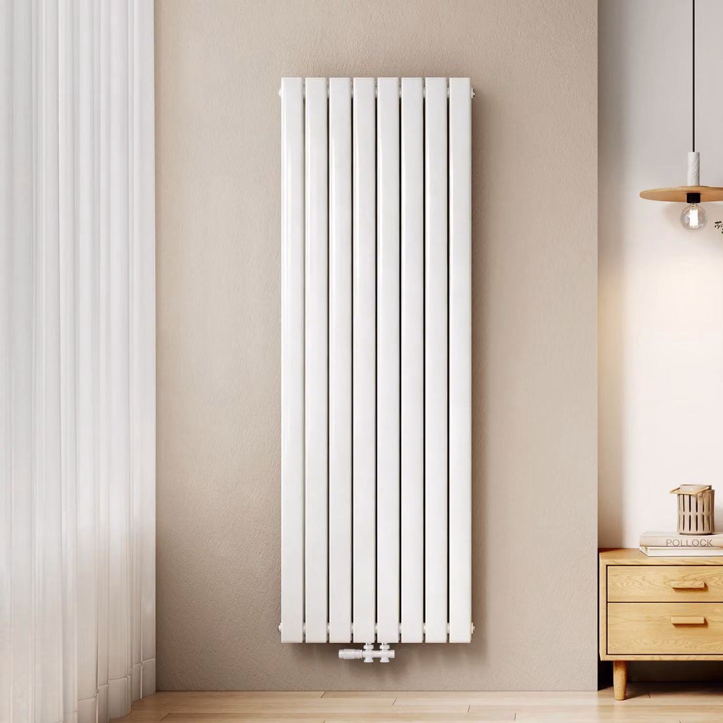 Radiatore EMKE radiatore verticale di design, 1800x620 mm, bianco a doppio strato, attacco centrale, - Radiatore a pannello piatto, 2227W senza elemento riscaldante