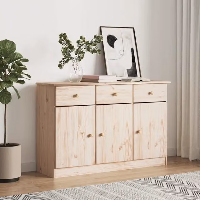 Credenza-Buffet-Armadio da cucina ALTA 112x35x73 cm in Legno Massello di Pino