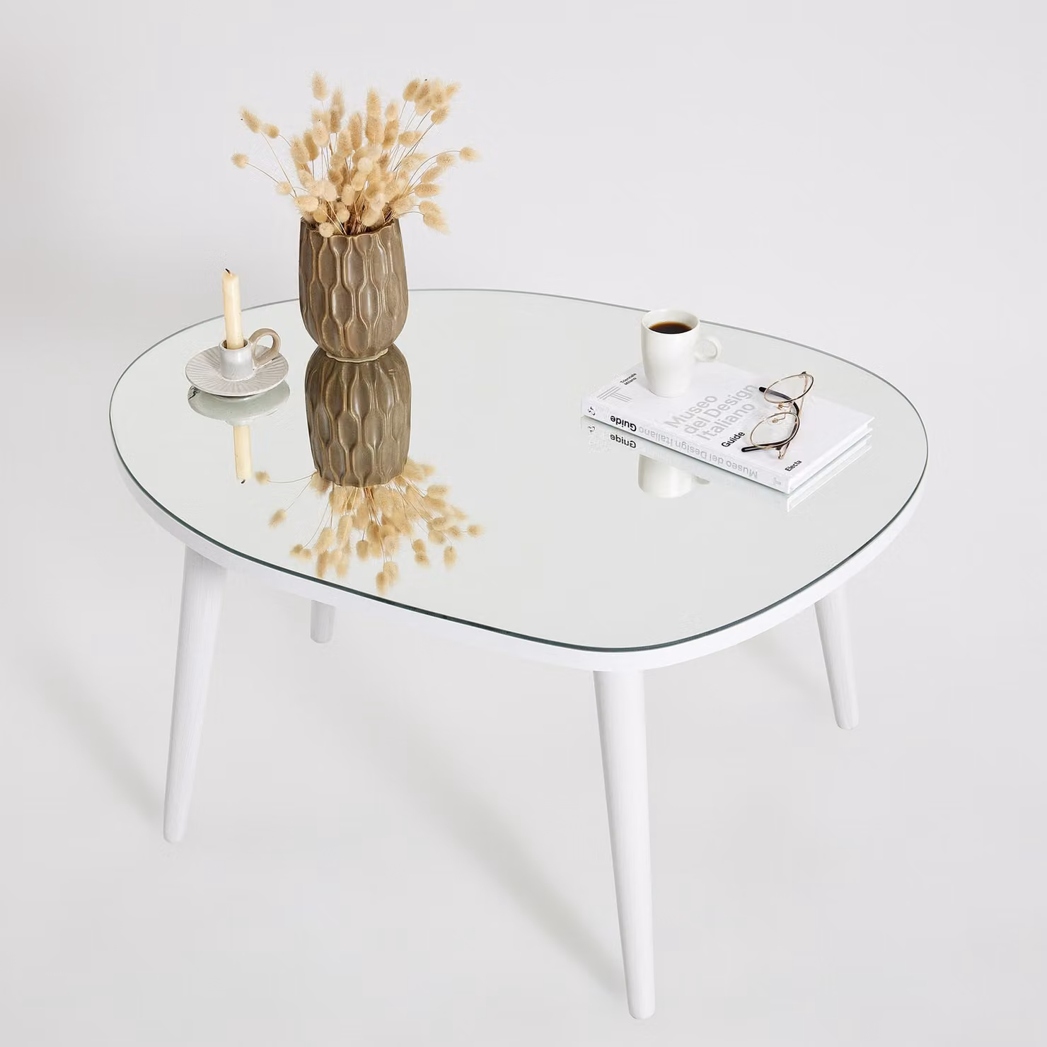 Skye Decor, Gusto - White, tavolino, bianco, 100 % vetro temperato, 75 x 55 x 38 cm