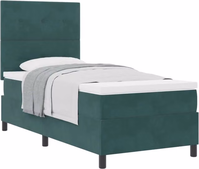 Letto singolo | Letto per adulti | Letto a molle con materasso Verde Scuro 80 x 200 cm Velluto