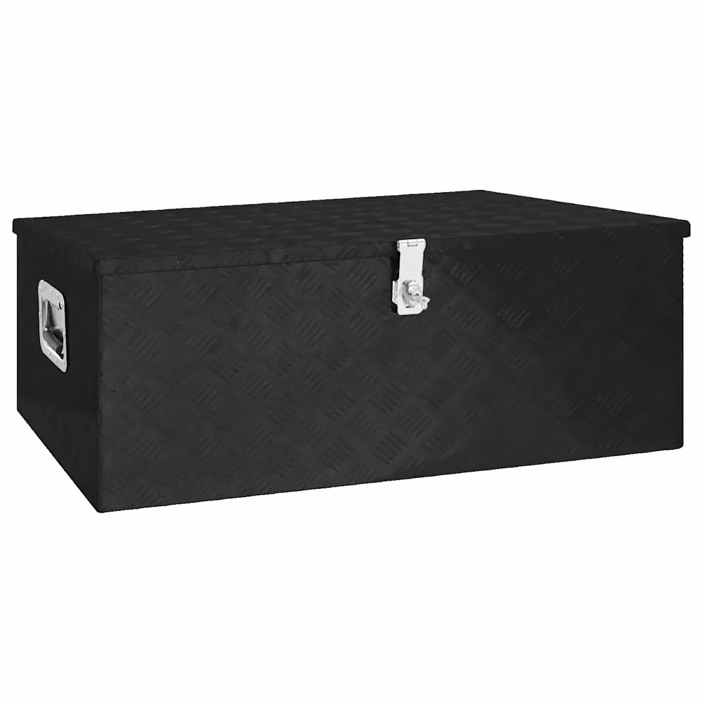 Contenitore portaoggetti vidaXL in alluminio e acciaio inossidabile, colore nero, L 100 cm x P 55 cm x H 37 cm – 2