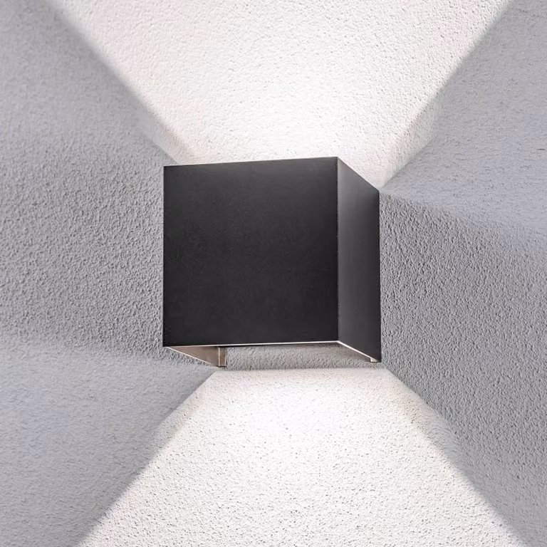 Applique da esterni a LED Nivar Lindby, Nero, Metallo, Moderno, Applique LED da esterni