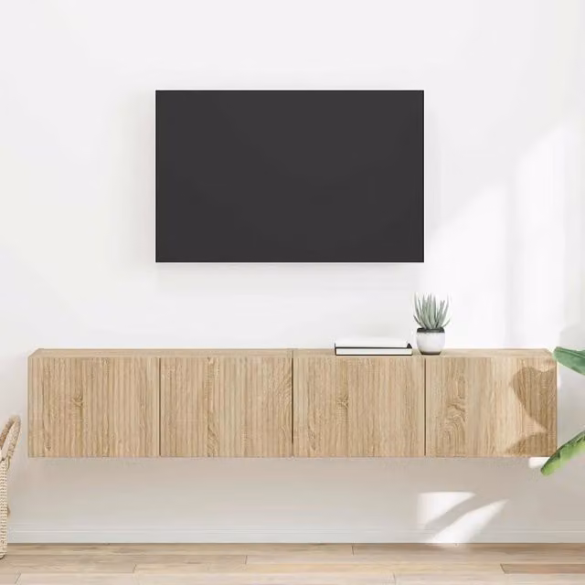 Set di 2 mobili TV da parete moderni vidaXL in legno color marrone Sonoma – 1