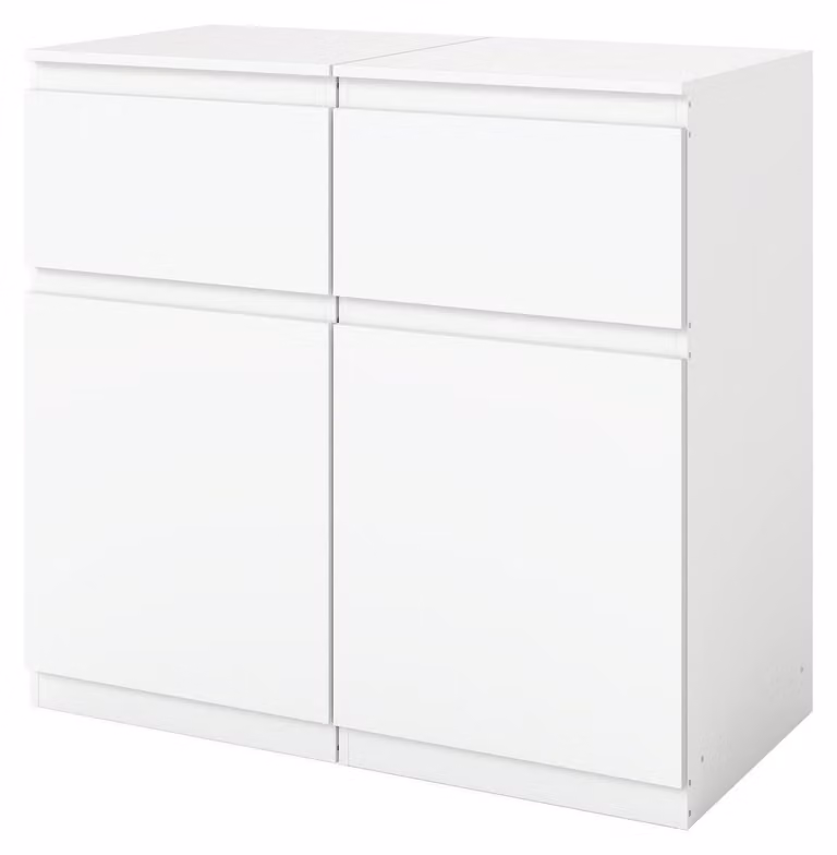 Set di 2 comodini bianchi, dimensioni 40x40x75 cm, con 1 cassetto