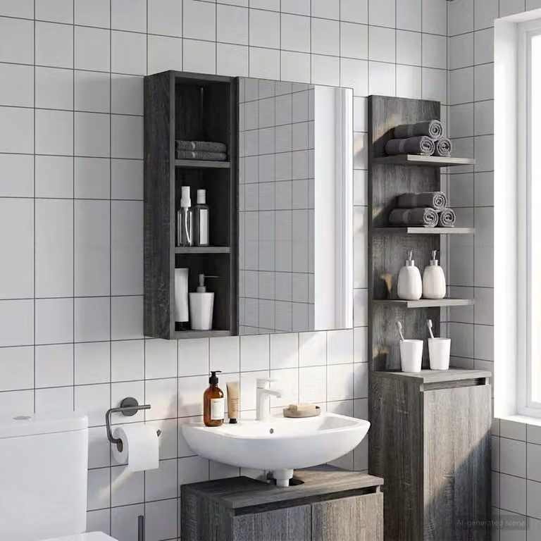 Armadio da bagno a muro vidaXL moderno in MDF color grigio Sonoma L/P/H: 20 x 14 x 70 cm