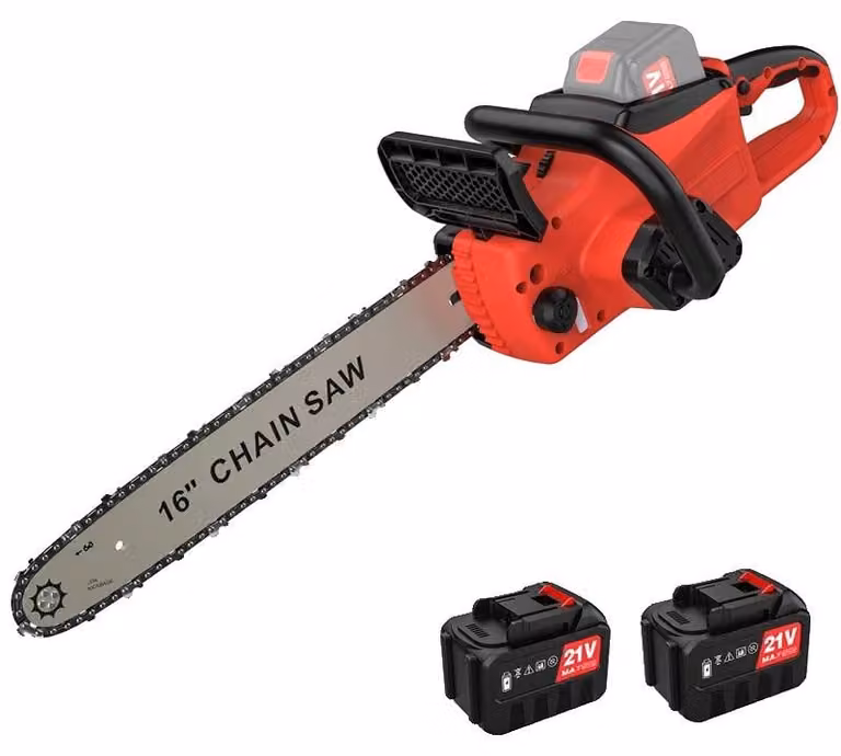 Troncatrice a catena elettrica, motore brushless, sistema di lubrificazione automatica, con 2 batterie, 16 pollici