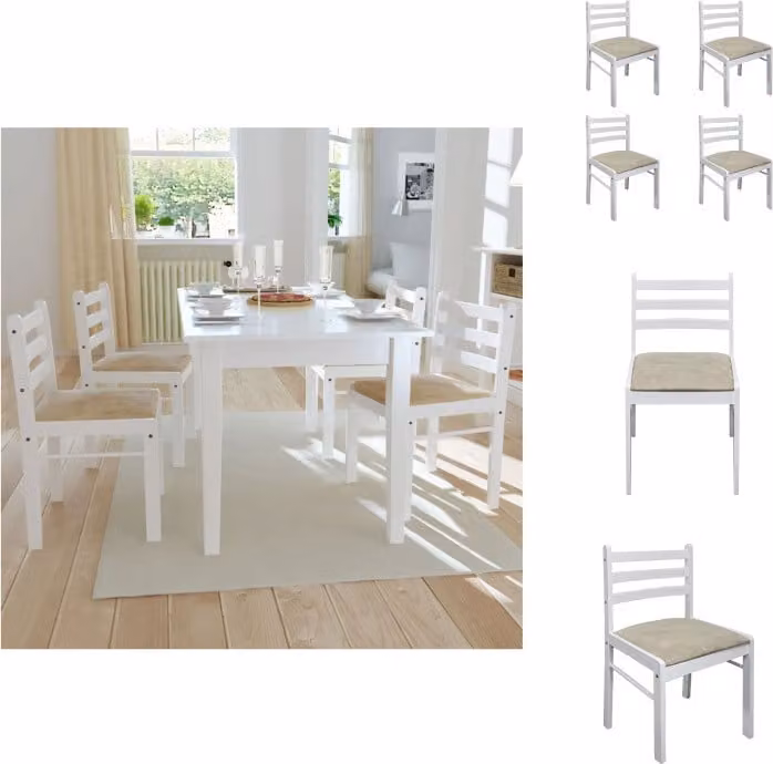 vidaXL Sedie da pranzo 4 pz. Legno di gomma massiccio bianco e velluto - Sedie da pranzo
