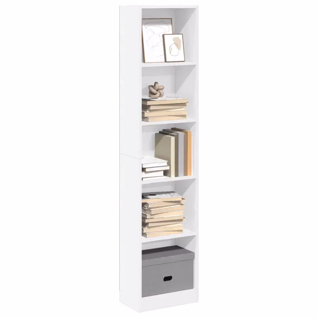 Libreria bianca vidaXL in legno e MDF con pannello posteriore, design minimalista, L 40 cm x P 24 cm x H 176 cm