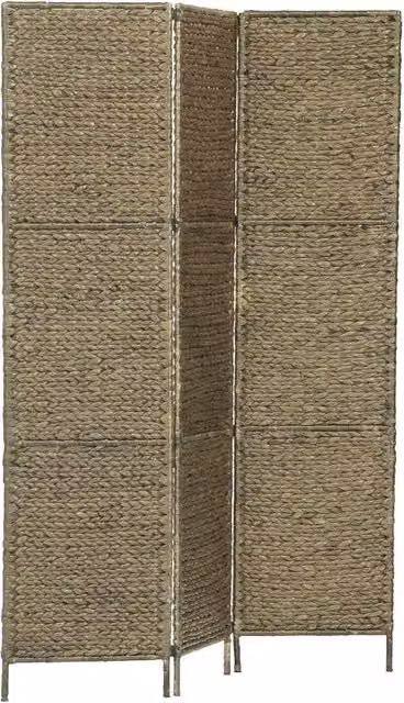 Paravento a 3 Pannelli vidaXL in Stile Rustico Marrone con Metallo e Rattan L: 116 cm, H: 160 cm – 1