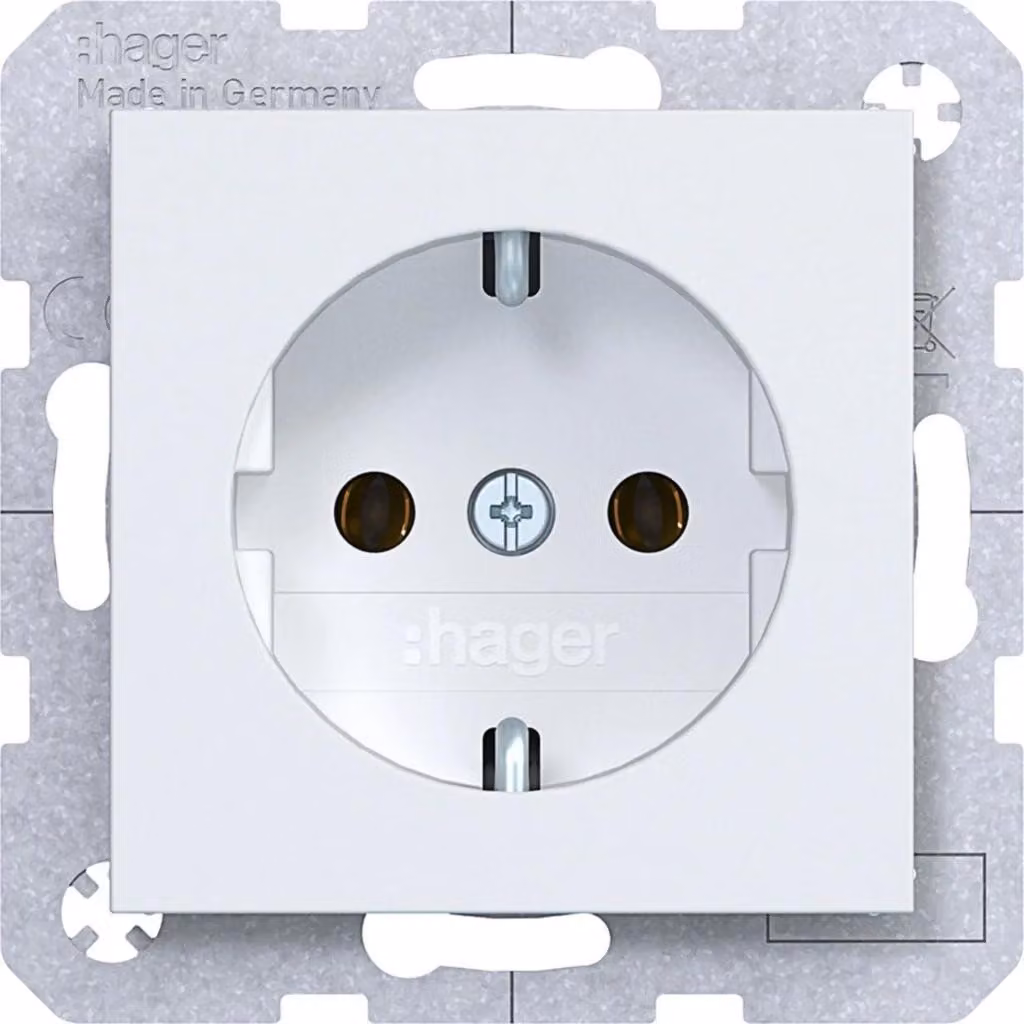 Presa Hager SCHUKO WAS1100WM A.x/C.x bianco lucido opaco