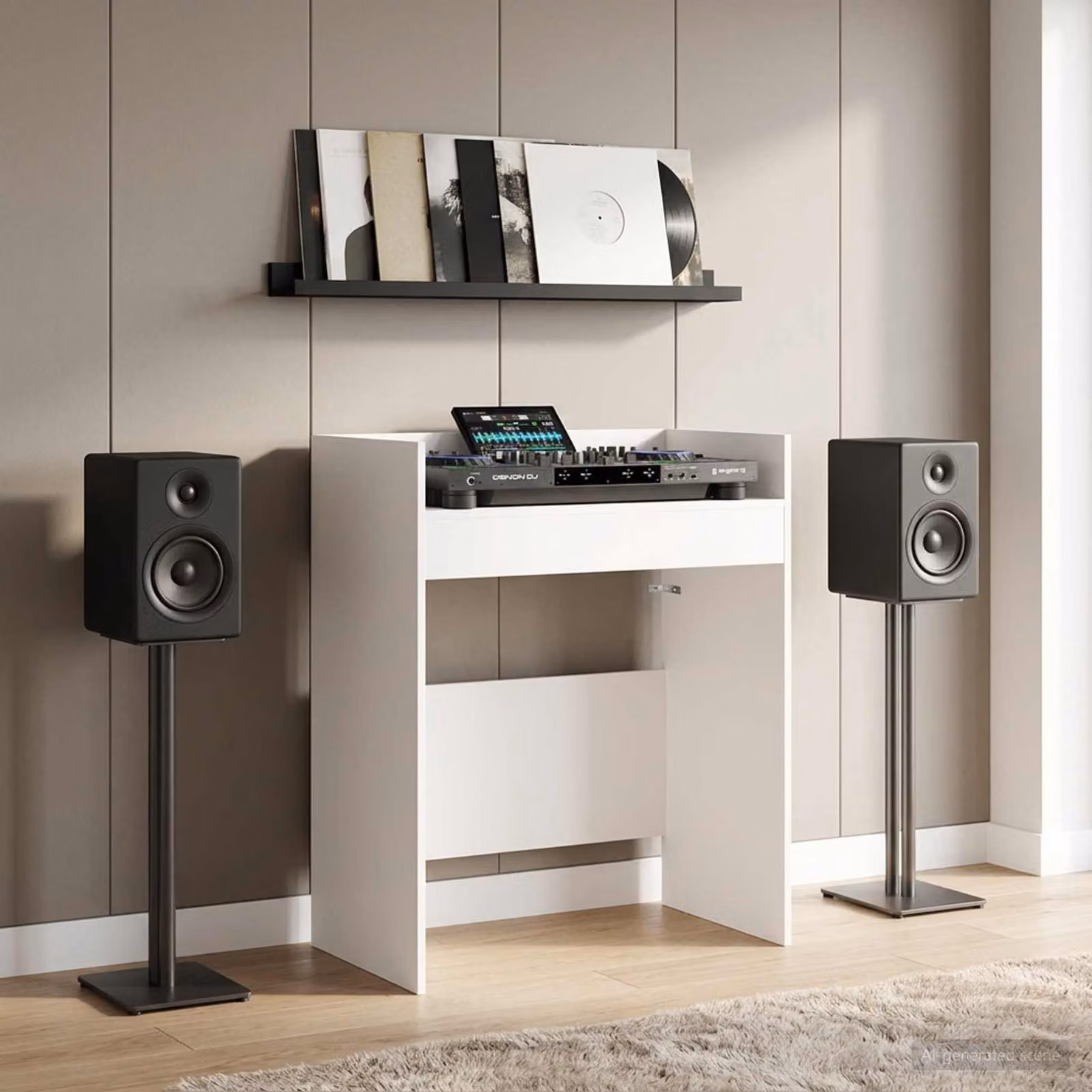 vidaXL Tavolo DJ Bianco in Legno MDF L: 62 cm, P: 45 cm, H: 102 cm