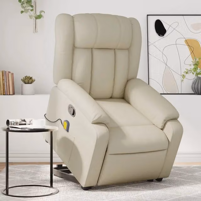 Poltrona Alzapersona Reclinabile con Assistenza Elettrica vidaXL in Similpelle Beige