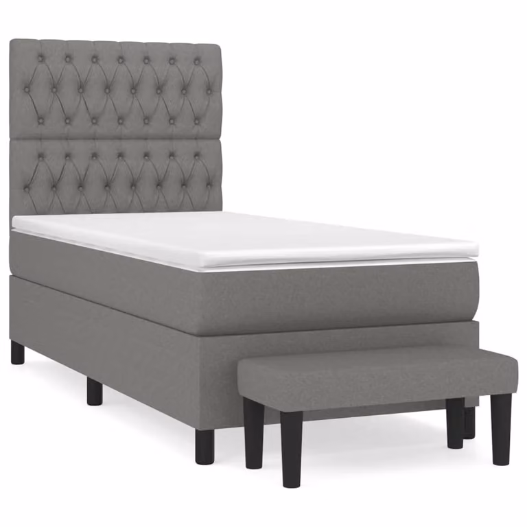 Giroletto a Molle con Materasso Grigio Scuro 90x190 cm Tessuto