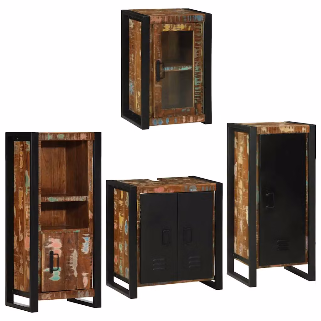 Set di mobili per bagno vidaXL con mobile lavabo e pensile in legno e metallo, marrone e nero, L/P/H: 55 x 35 x 60 cm