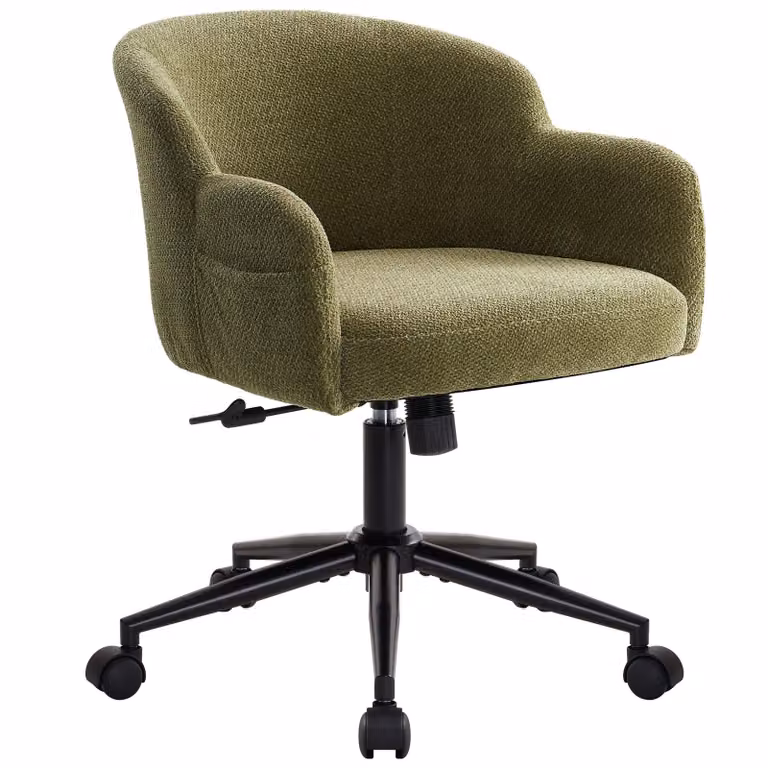 Sedia girevole IWMH, sedia da ufficio regolabile in altezza, sedia girevole per toeletta, scrivania, camera da letto - Velluto - Verde