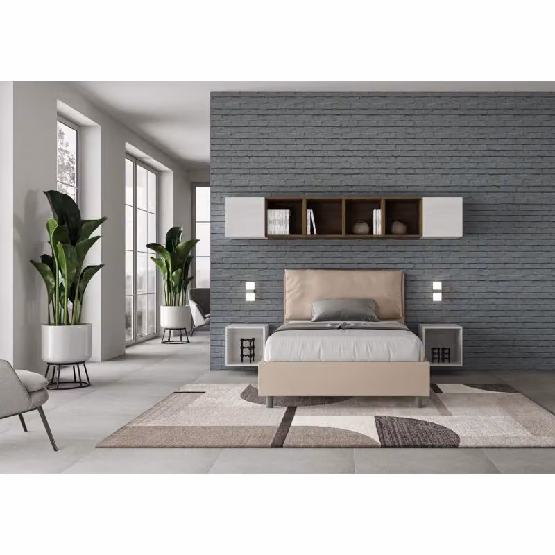 Letto imbottito ITYHOME in similpelle beige, L/P: 120 x 200 cm – 2