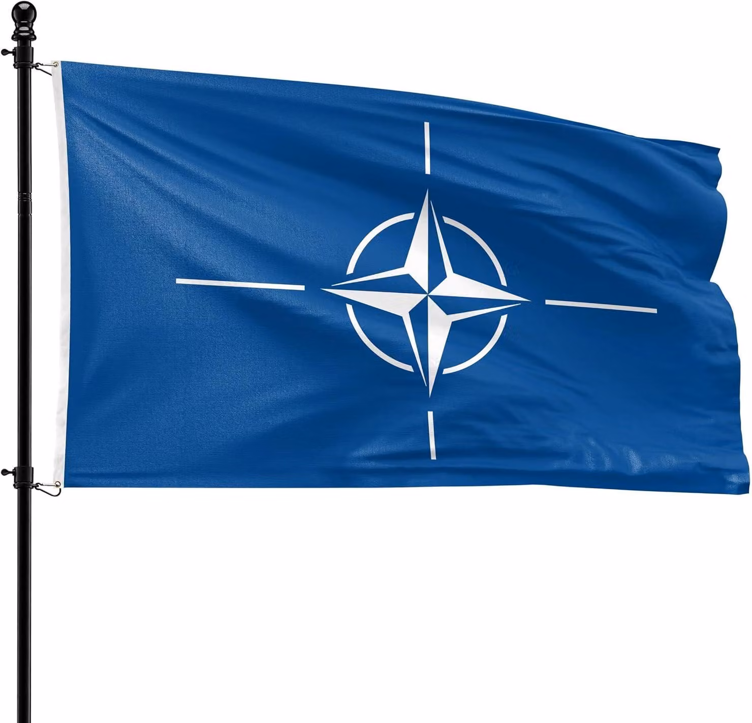 Bandiera della NATO, 90 x 150 cm, in poliestere, adatta per l'asta