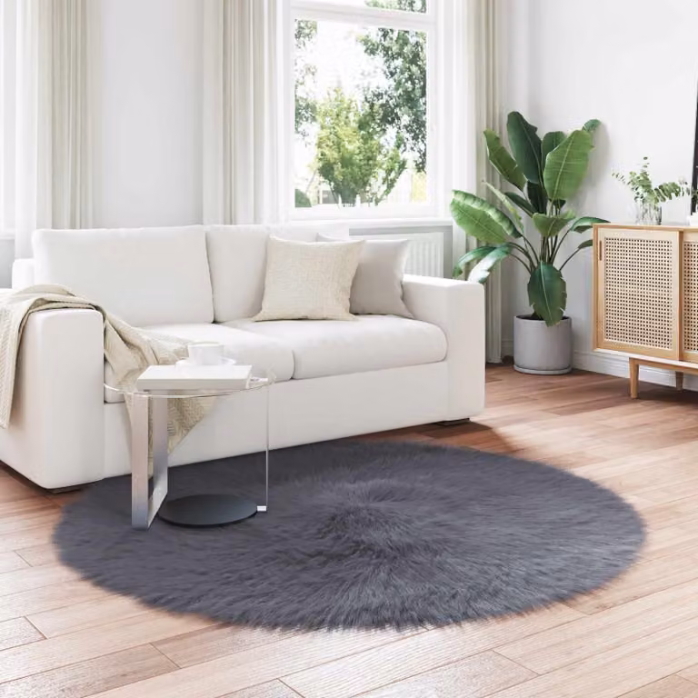 Tappeto rotondo moderno vidaXL in poliestere lavabile, colore Antracite, Ø 200 cm