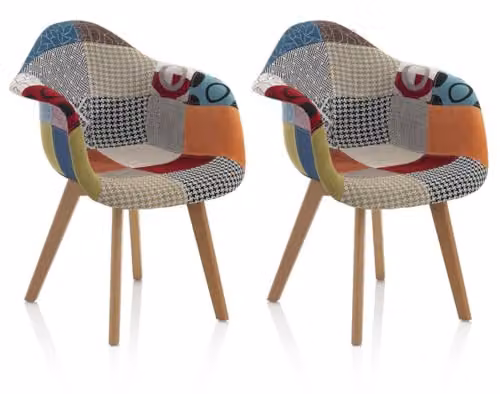 Giordanoshop Set 2 Sedie 65x56x81,5 cm in Tessuto Patchwork