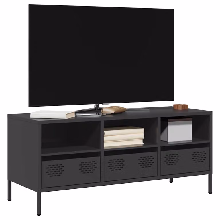 Mobile TV vidaXL Nero in Metallo L: 101,5 cm, P: 39 cm, H: 43,5 cm