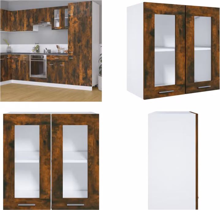 vidaXL Armadio a muro in vetro rovere fumé 60x31x60 cm Materiale a base di legno - Armadio a muro - Armadio a muro in vetro - Armadio da cucina