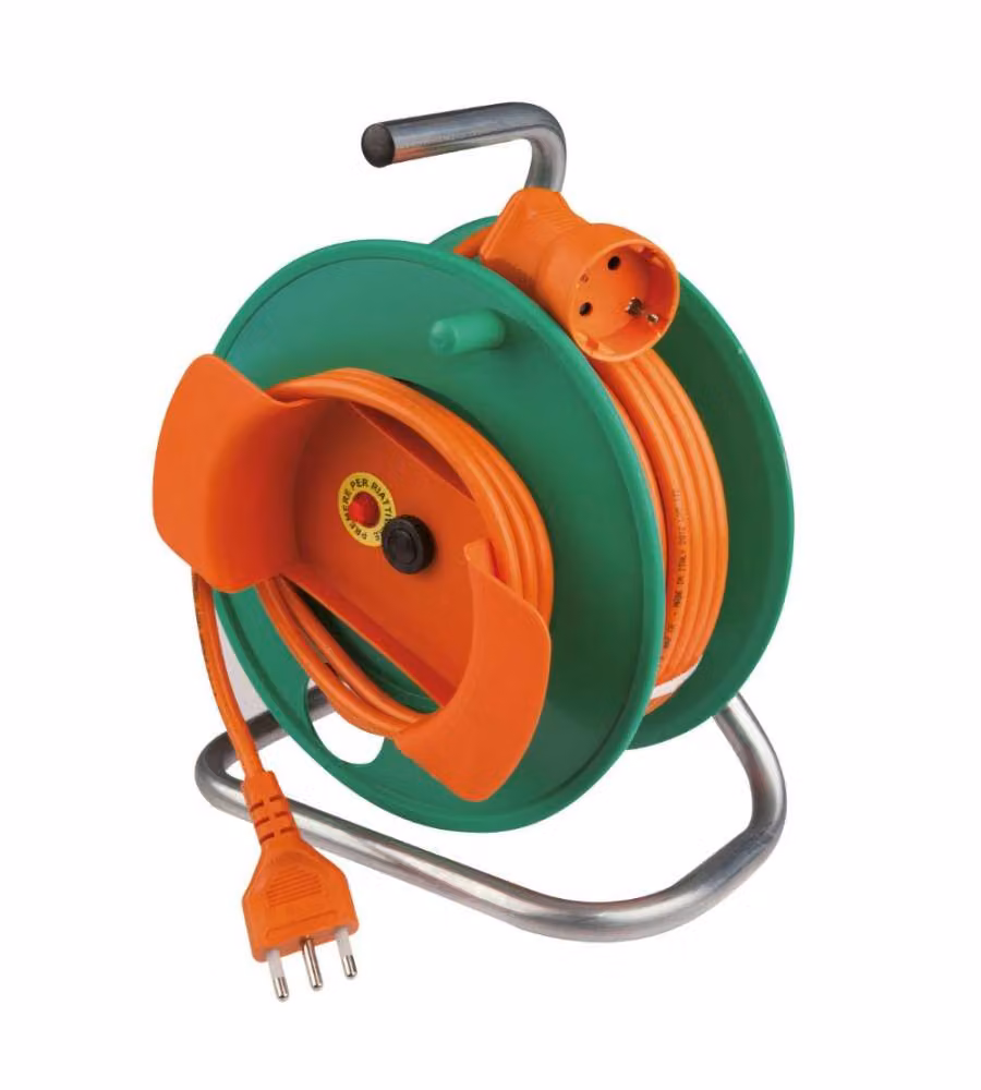 Avvolgicavo elettrico Poly Pool arancio e verde 15m H05VV-F 3x1,5 mmq – 2
