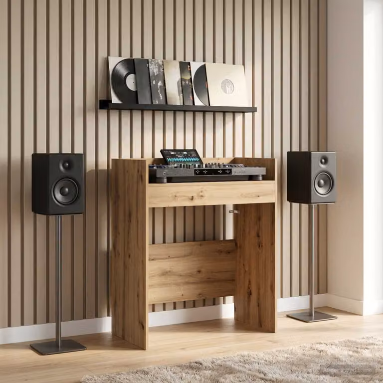 vidaXL Tavolo DJ Moderno in Rovere Marrone L: 82 cm, P: 45 cm, H: 102 cm