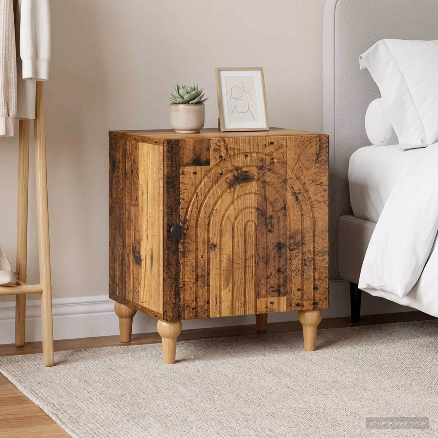 Set di 2 Armadi da Notte vidaXL in Legno Antico, Marrone e Nero, L 43 x P 34,5 x H 50 cm