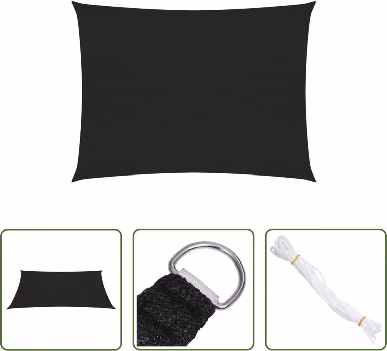 The Living Store Tenda da sole 160 g/m² Nero 2x2,5 m HDPE