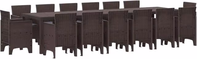 Set da Pranzo per Giardino 15 pz Marrone Rattan Polt 3378640