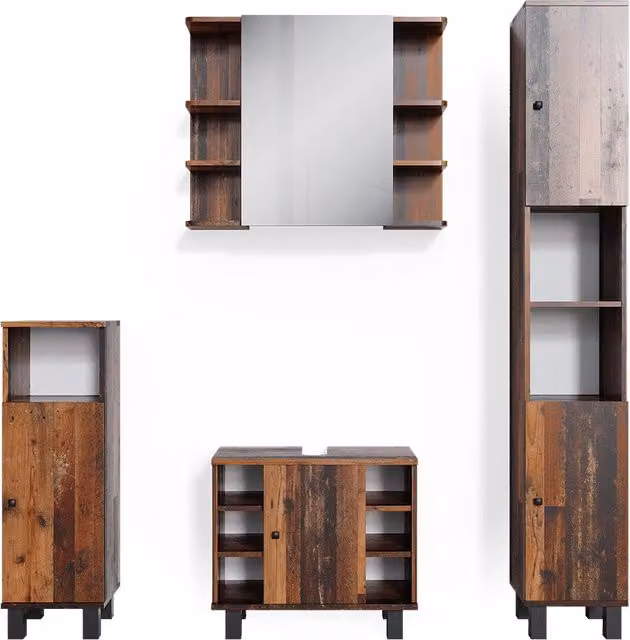 Set mobili bagno Fynn Rovere rustico 4 pezzi Vicco