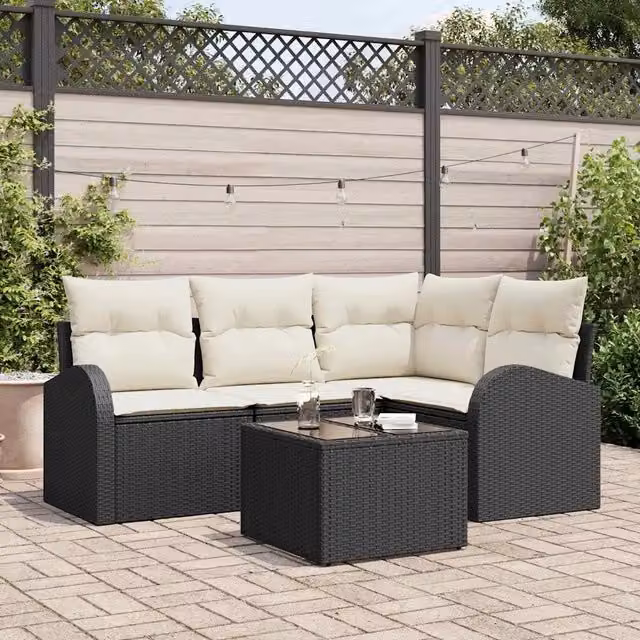 Set Divano da Giardino 5 pz Nero polyrattan 3346027