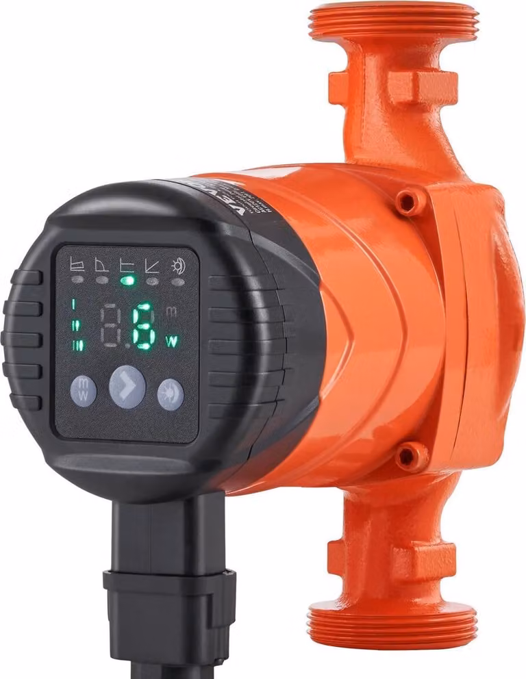 Pompa di circolazione dell'acqua calda Pompa di circolazione ad alta efficienza energetica Motore ECM a magneti permanenti 220 V 22 W, portata massima 50 l/min, prevalenza massima 4 m, attacco filettato da 1-1/2", 5 modalità di controllo intelligenti Bass