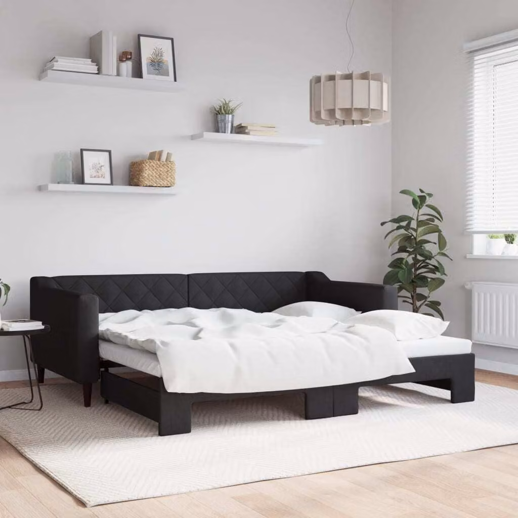 Maison Exclusive - Divano letto estraibile nero 90x190 cm in tessuto