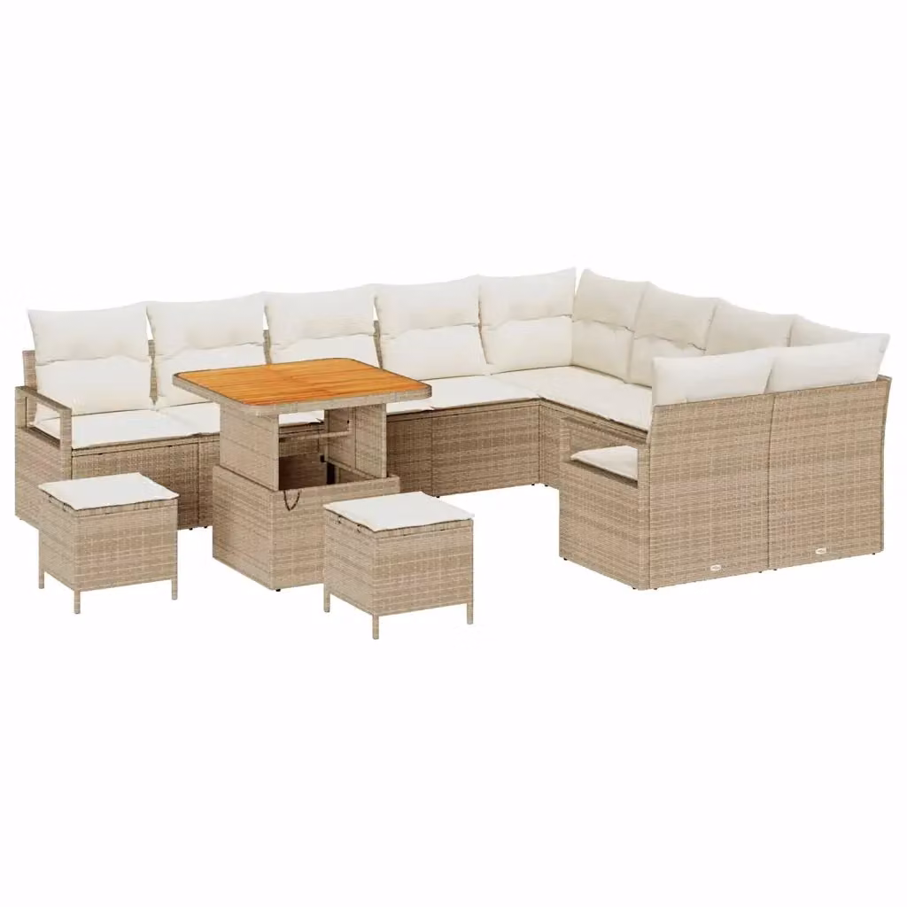 Set Divano da Giardino vidaXL 12 posti in Rattan e Legno di Acacia Beige – 2