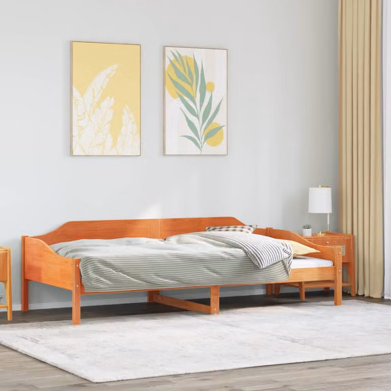 Letto senza materasso vidaXL in legno di pino marrone cera L/P/H: 190 x 90 x 300 cm