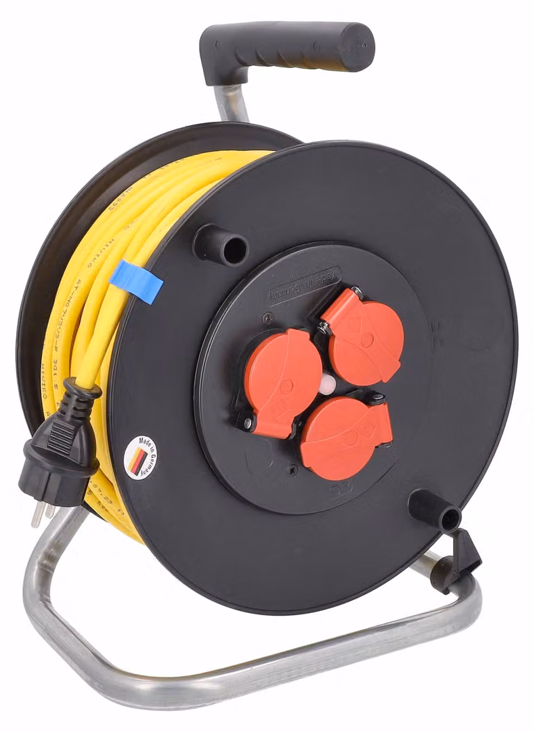 Avvolgicavo da esterno da 40 m, cavo di prolunga AT-N07V3V3-F 3G1,5 con 3 prese, IP44