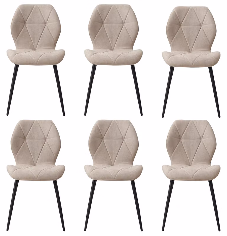 Set di 6 sedie da pranzo - Sedia da cucina moderna - Struttura in metallo - Design minimalista - Adatta per cucina, sala da pranzo e soggiorno - Colore beige