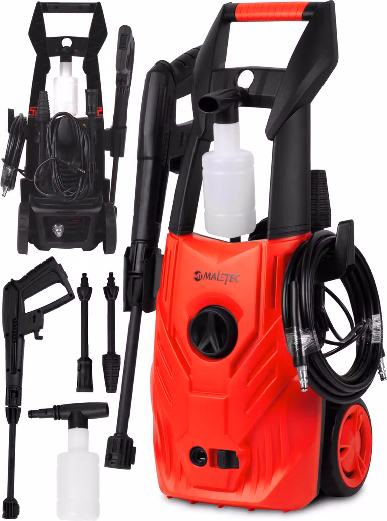 Idropulitrice MalTec M2.1400 150 bar con ugello turbo, 1400 W con pompa in alluminio, funzione di autoadescamento, incl. lancia schiumogena, ideale per auto e terrazze