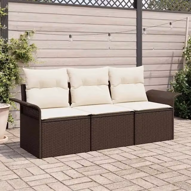 Set Divano da Giardino 3 pz Marrone Poly Rattan 3353887