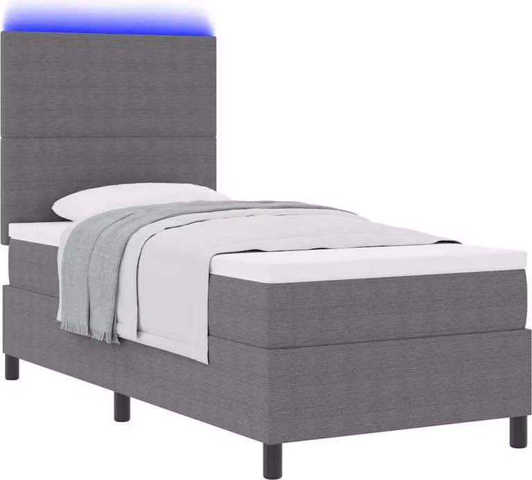 Letto a Sorgente LED Grigio chiaro e bianco 90 x 200 cm