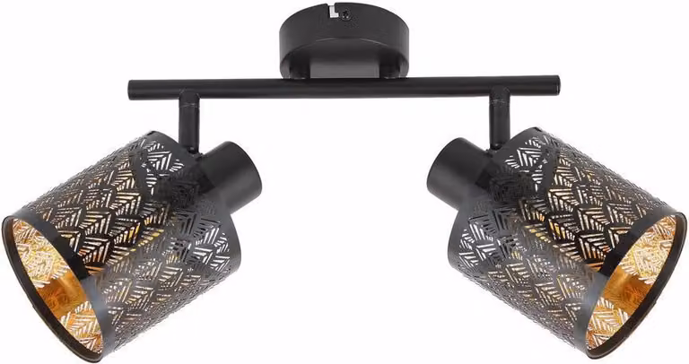 Lampada da soffitto nera con due paralumi decorativi Tuluza 2xE14 40W REA840502-02 Reality