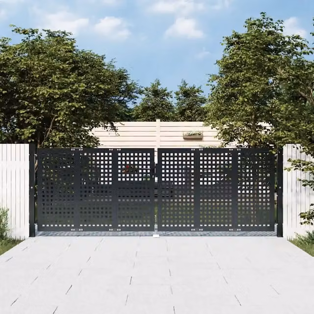 Cancello da Giardino Antracite 300x100 cm in Acciaio 154566