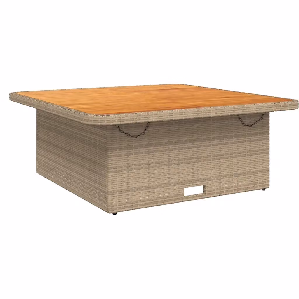 Tavolo da giardino quadrato vidaXL in polyrattan e legno di acacia beige e marrone L/P/H: 110 x 110 x 71 cm – 2