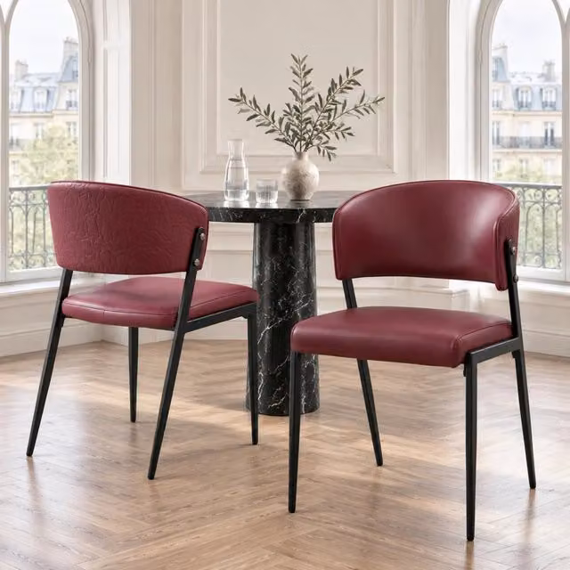 Sedia da pranzo moderna imbottita con struttura in metallo, ergonomica, rivestita in ecopelle – singolo pezzo