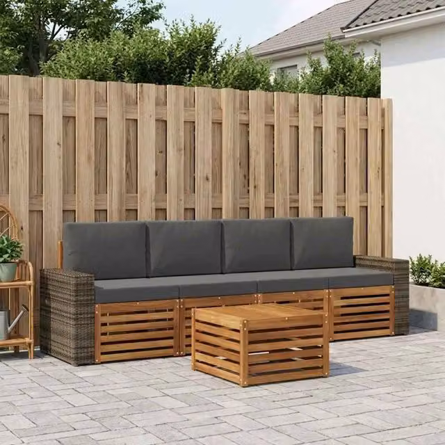 Set di divani da esterno 5 pz Naturale e Antracite 3384008