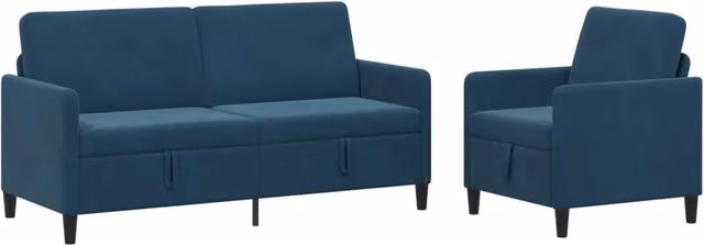 Set di Divani con Storage 2 pz Blu Poliestere 3429227