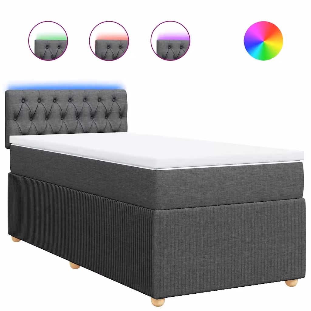 Letto Ibrido con Giroletto a Molle e Materasso vidaXL, Grigio e Bianco, L/P/H: 90 x 190 x 100,5 cm – 2