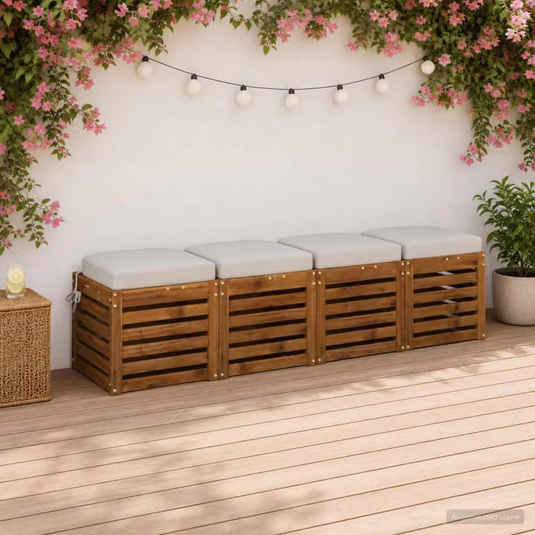 Set di 4 cuscini per sedile vidaXL SOEST in poliestere bianco con rivestimento rimovibile e lavabile